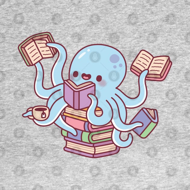 Cute Octopus Busy Reading Books by rustydoodle